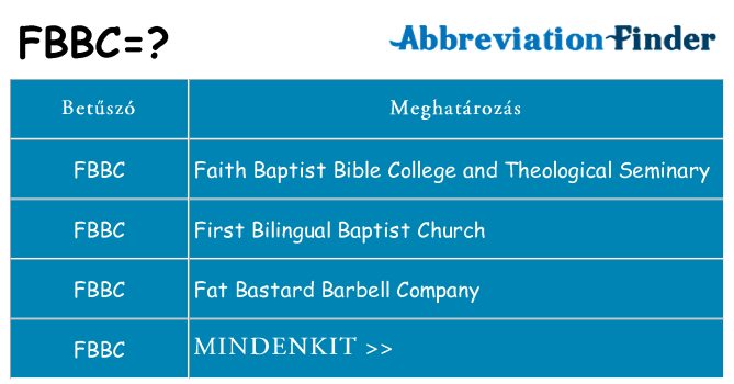 Mi a(z) fbbc állni
