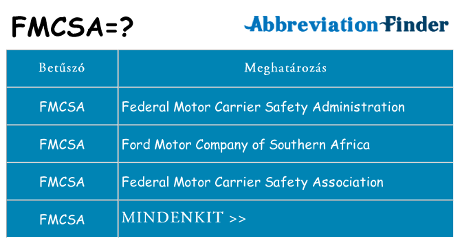 Mi a(z) fmcsa állni