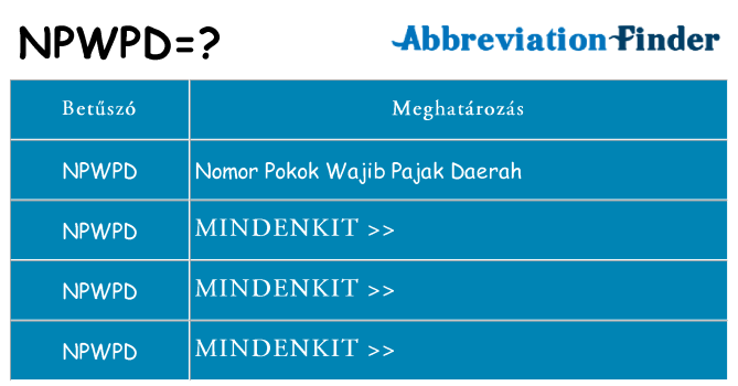 Mi a(z) npwpd állni
