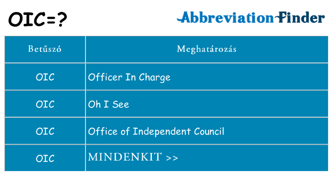 Mi a(z) oic állni