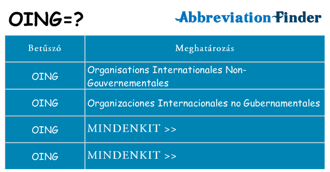 Mi a(z) oing állni
