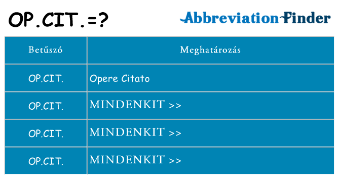 Mi a(z) op-cit állni