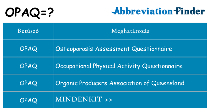 Mi a(z) opaq állni