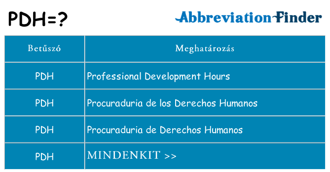 Mi a(z) pdh állni