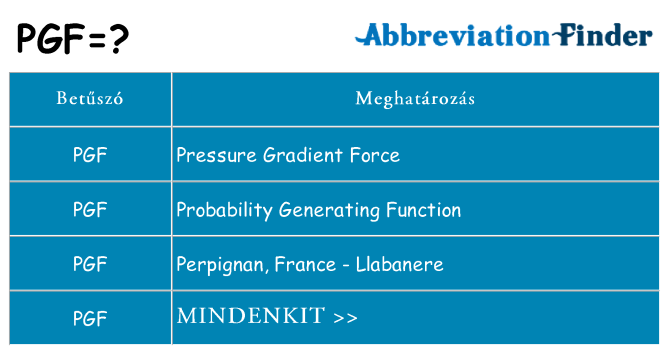 Mi a(z) pgf állni