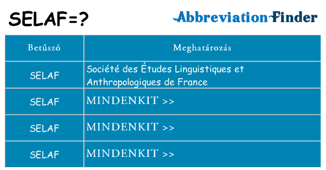 Mi a(z) selaf állni