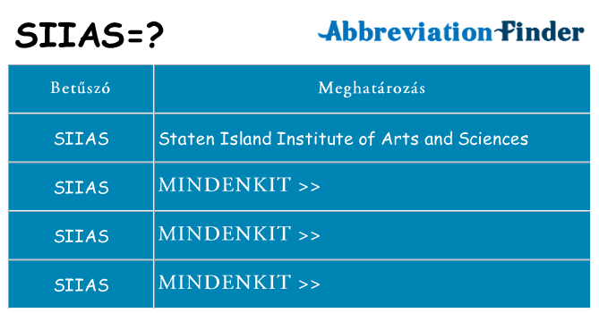 Mi a(z) siias állni