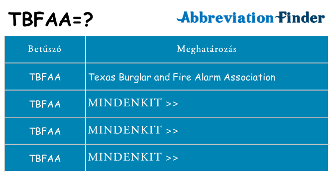 Mi a(z) tbfaa állni