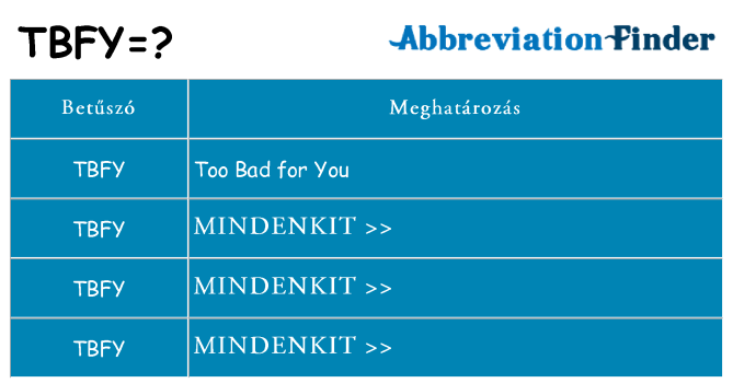 Mi a(z) tbfy állni