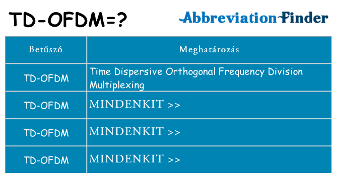 Mi a(z) td-ofdm állni