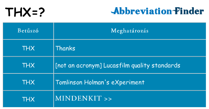 Mi a(z) thx állni