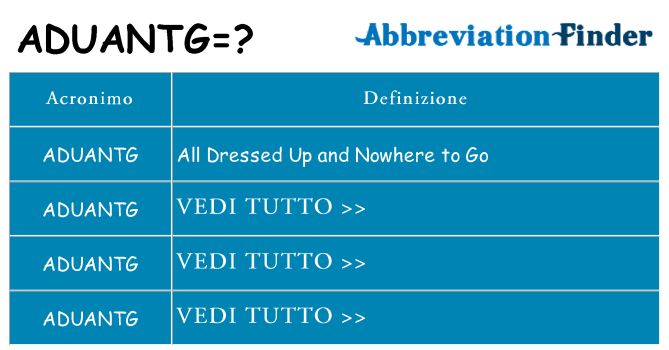 Che cosa significa l'acronimo aduantg