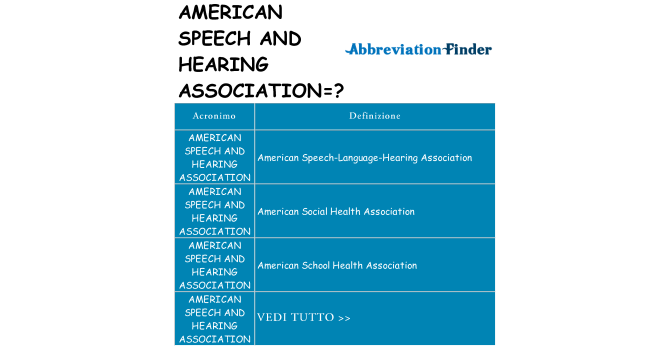 Che cosa significa l'acronimo american-speech-and-hearing-association