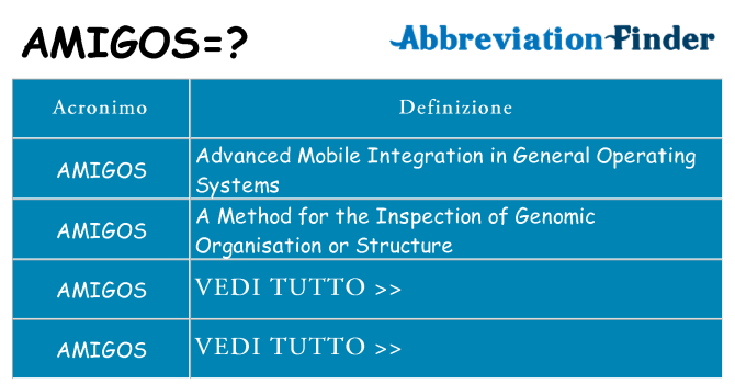 Che cosa significa l'acronimo amigos