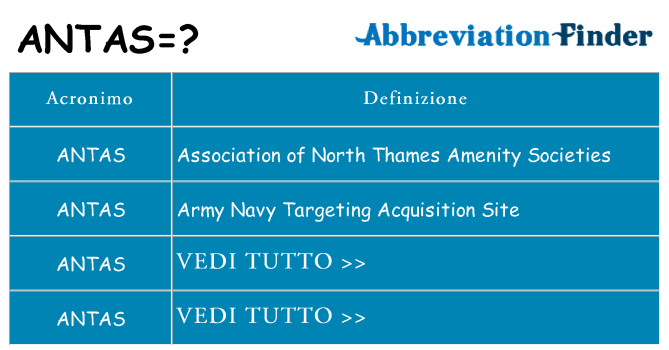 Che cosa significa l'acronimo antas