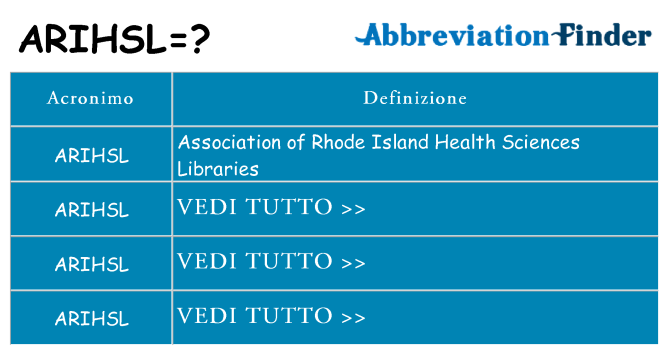 Che cosa significa l'acronimo arihsl