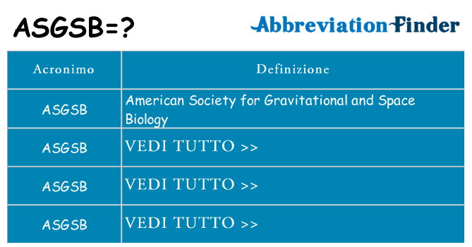 Che cosa significa l'acronimo asgsb