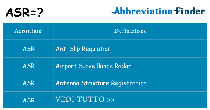Che cosa significa l'acronimo asr