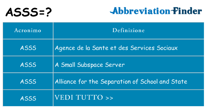 Che cosa significa l'acronimo asss