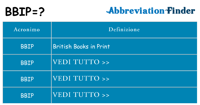 Che cosa significa l'acronimo bbip