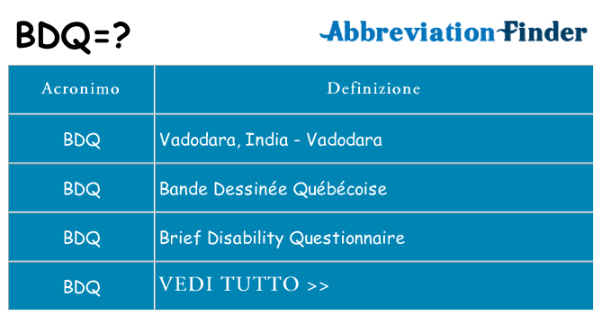 Che cosa significa l'acronimo bdq