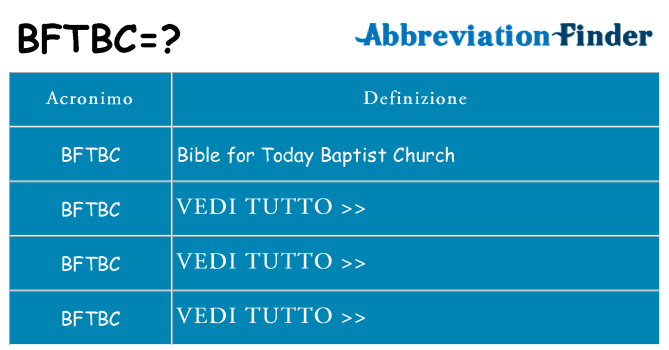 Che cosa significa l'acronimo bftbc