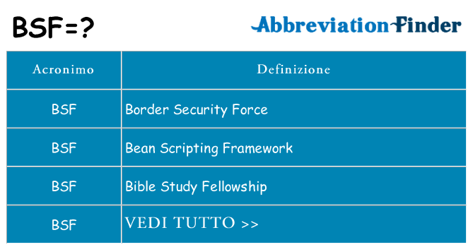Che cosa significa l'acronimo bsf