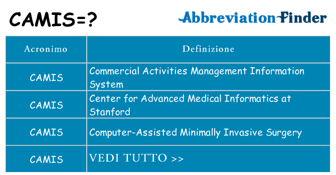 Che cosa significa l'acronimo camis