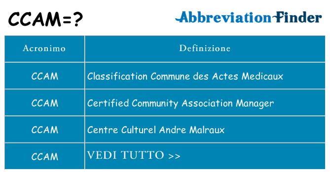 Che cosa significa l'acronimo ccam