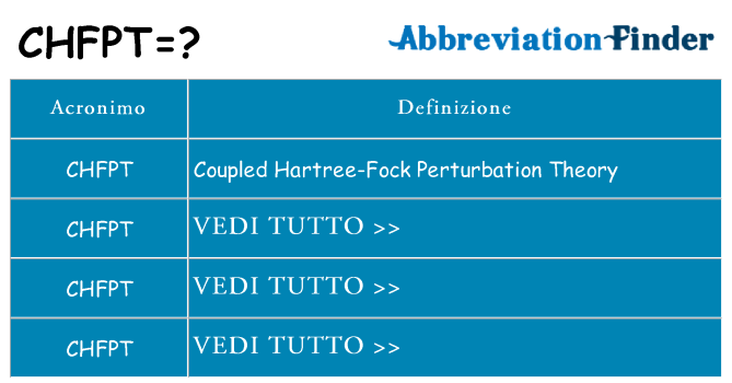 Che cosa significa l'acronimo chfpt