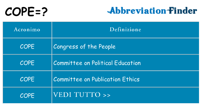 Che cosa significa l'acronimo cope