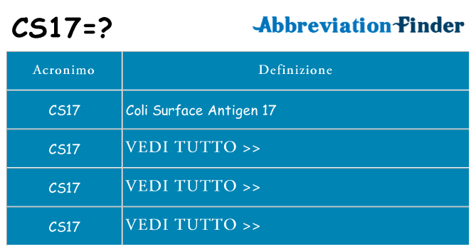 Che cosa significa l'acronimo cs17