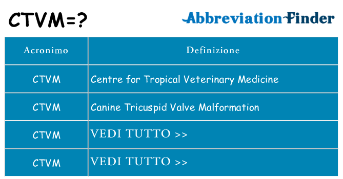 Che cosa significa l'acronimo ctvm