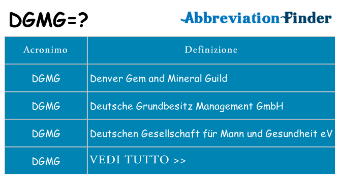 Che cosa significa l'acronimo dgmg