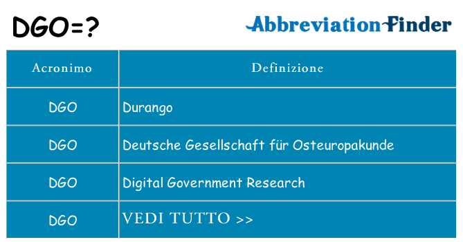 Che cosa significa l'acronimo dgo