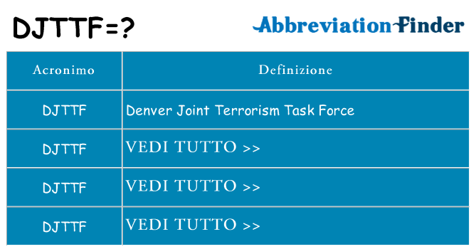 Che cosa significa l'acronimo djttf