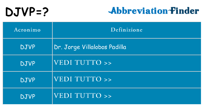 Che cosa significa l'acronimo djvp