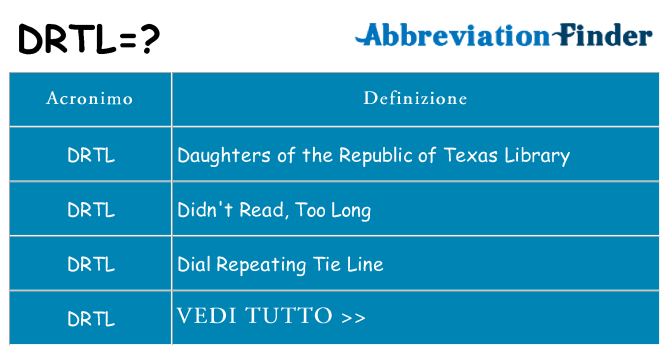 Che cosa significa l'acronimo drtl