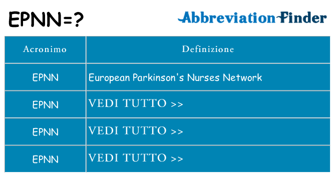 Che cosa significa l'acronimo epnn