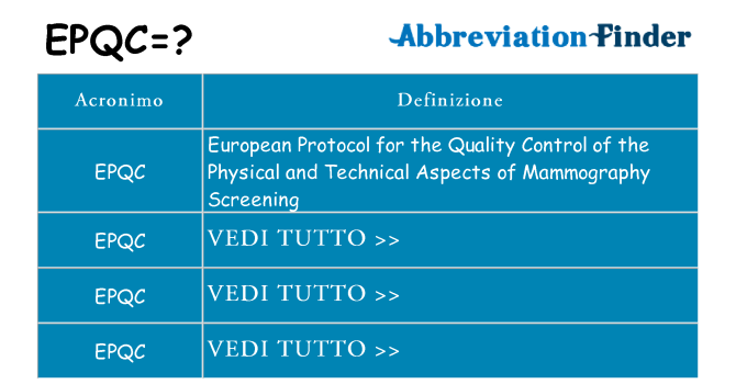 Che cosa significa l'acronimo epqc
