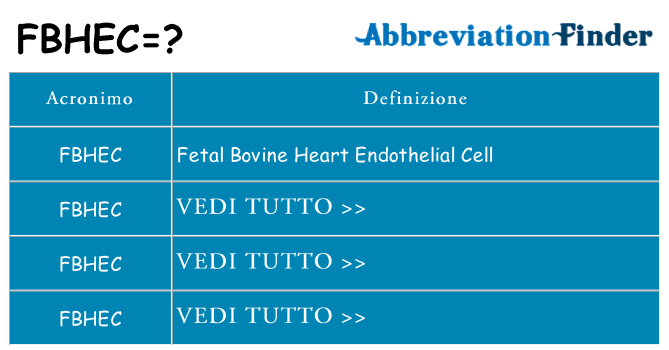 Che cosa significa l'acronimo fbhec