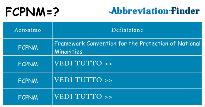 Che cosa significa l'acronimo fcpnm