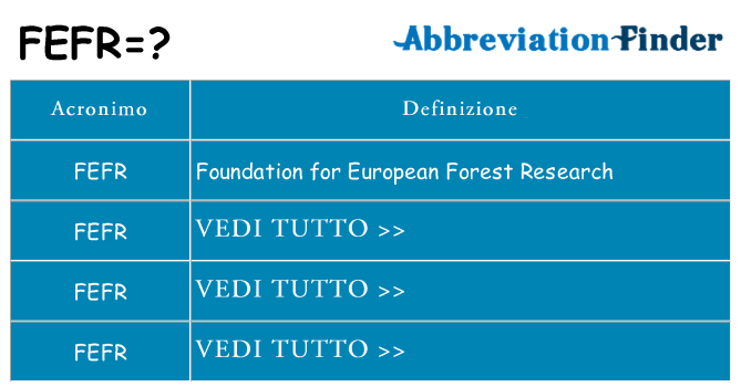 Che cosa significa l'acronimo fefr