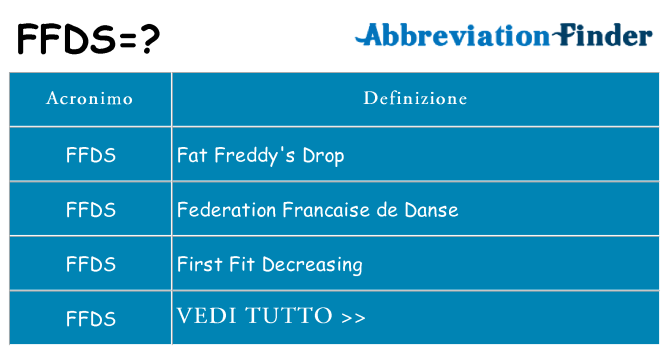 Che cosa significa l'acronimo ffds