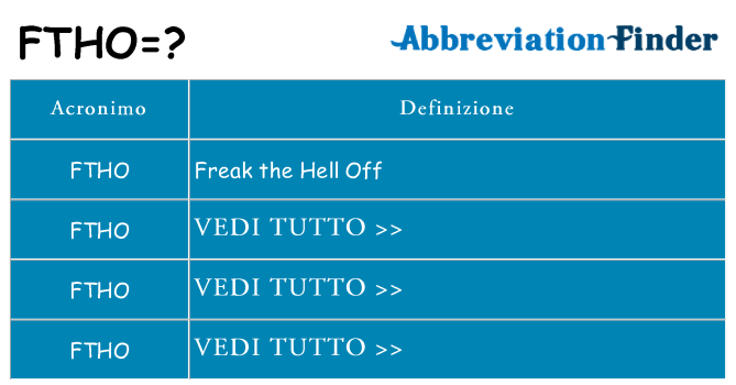 Che cosa significa l'acronimo ftho