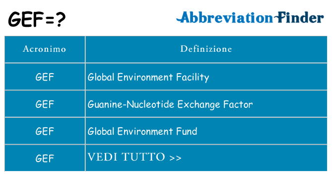 Che cosa significa l'acronimo gef