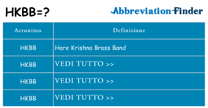 Che cosa significa l'acronimo hkbb