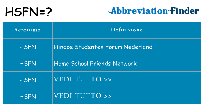 Che cosa significa l'acronimo hsfn