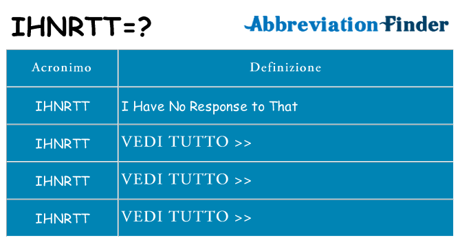 Che cosa significa l'acronimo ihnrtt