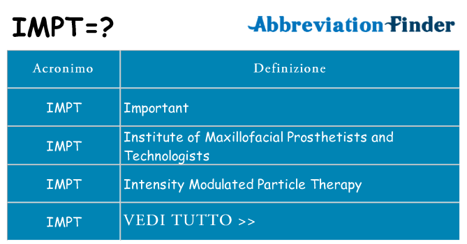 Che cosa significa l'acronimo impt